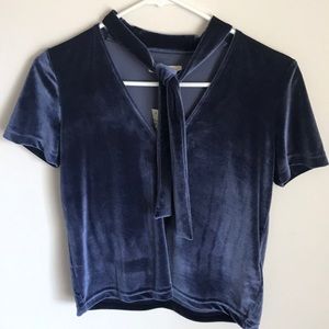 Madewell blue velvet top